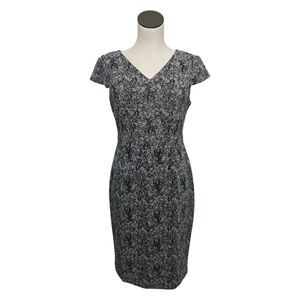 Betsey Johnson Womens Size 6 Metallic Print V-Neck Cap Sleeve Stretch Knit Dress